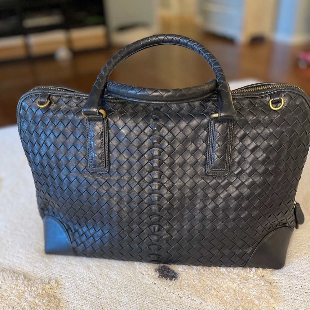 Bottega Veneta Black Intrecciato Leather Bag
